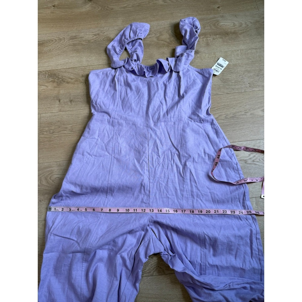 NWT Womens ON 34TH purple linen blend sleeveless jumpsuit ruffle summer size XL - Picture 10 of 16